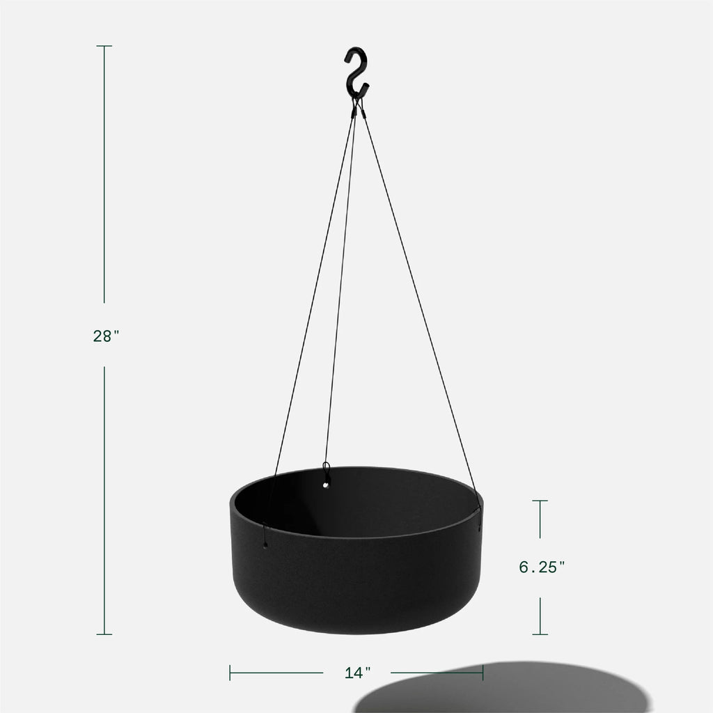 14" Hanging Bowl Planter 2-Pack Black E4881