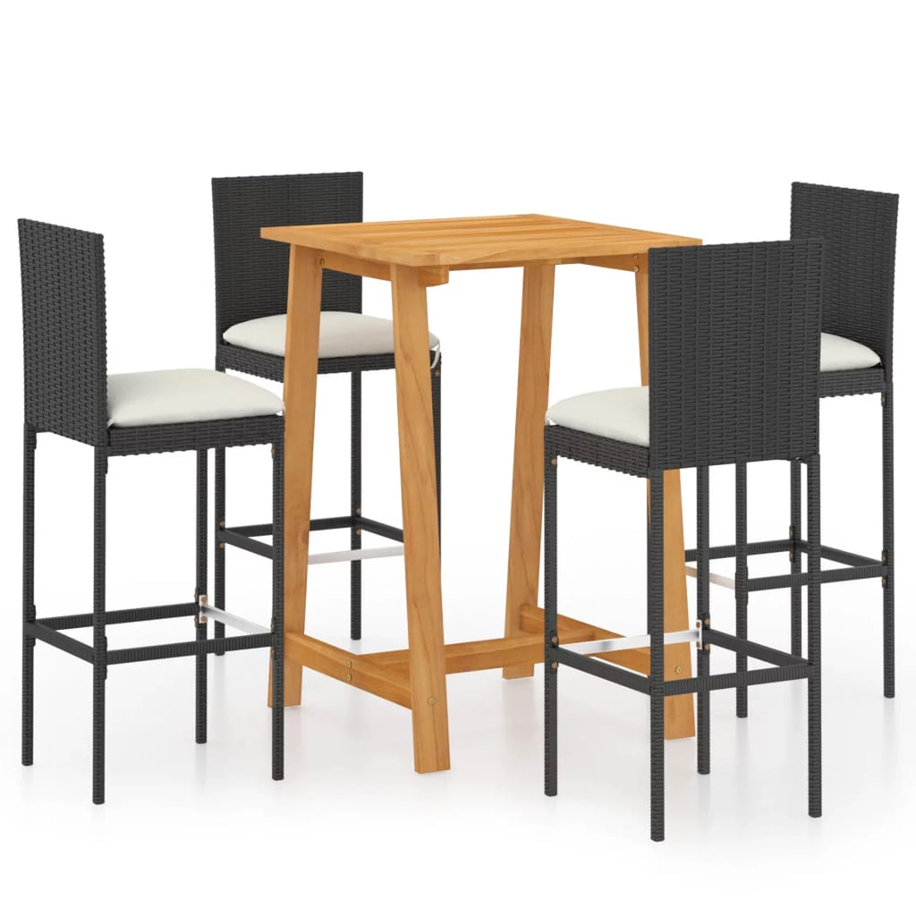 Black 5 Piece Patio Bar Set with Cushions I13175