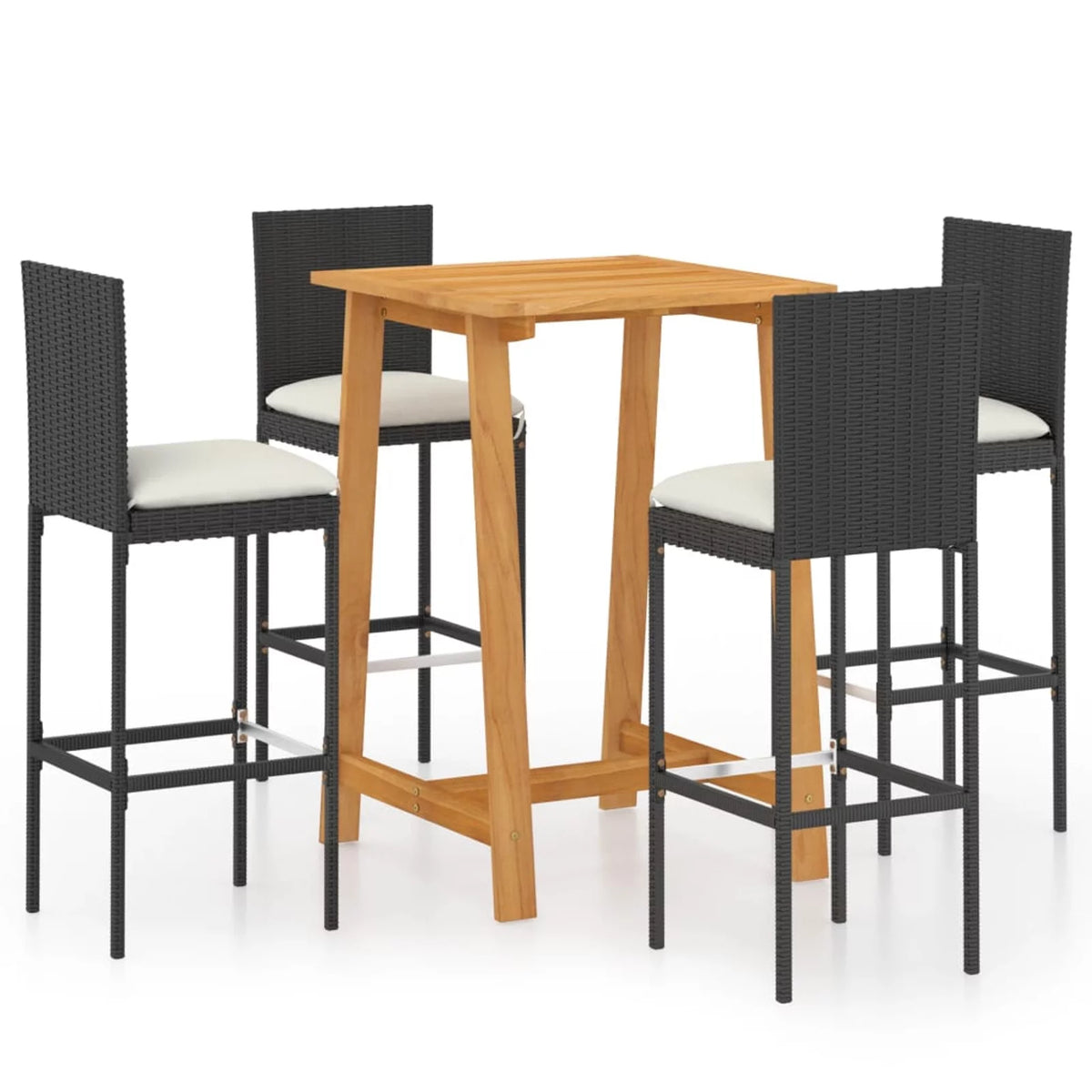 Black 5 Piece Patio Bar Set with Cushions I13175