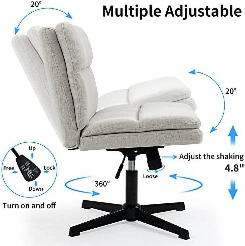 White Faux Leather Armless Swivel Desk Chair L942