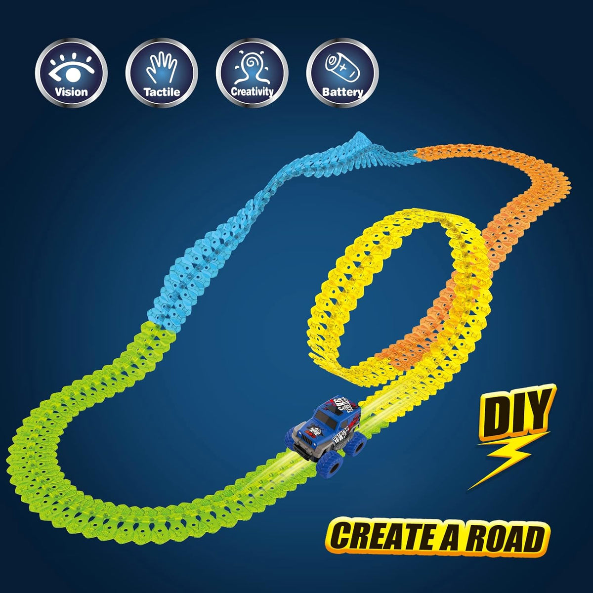 Magic Track Toy Electric Train 216Pcs Flexible Track Car H441866