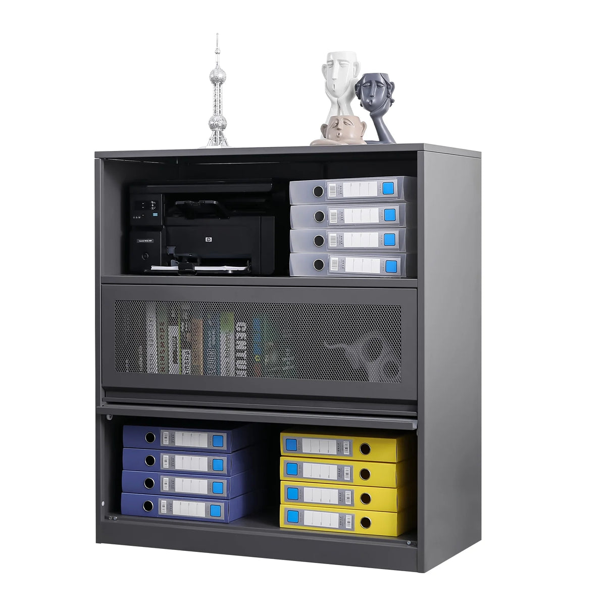 3-Tier Metal File Cabinet with Storage Shelf L74579