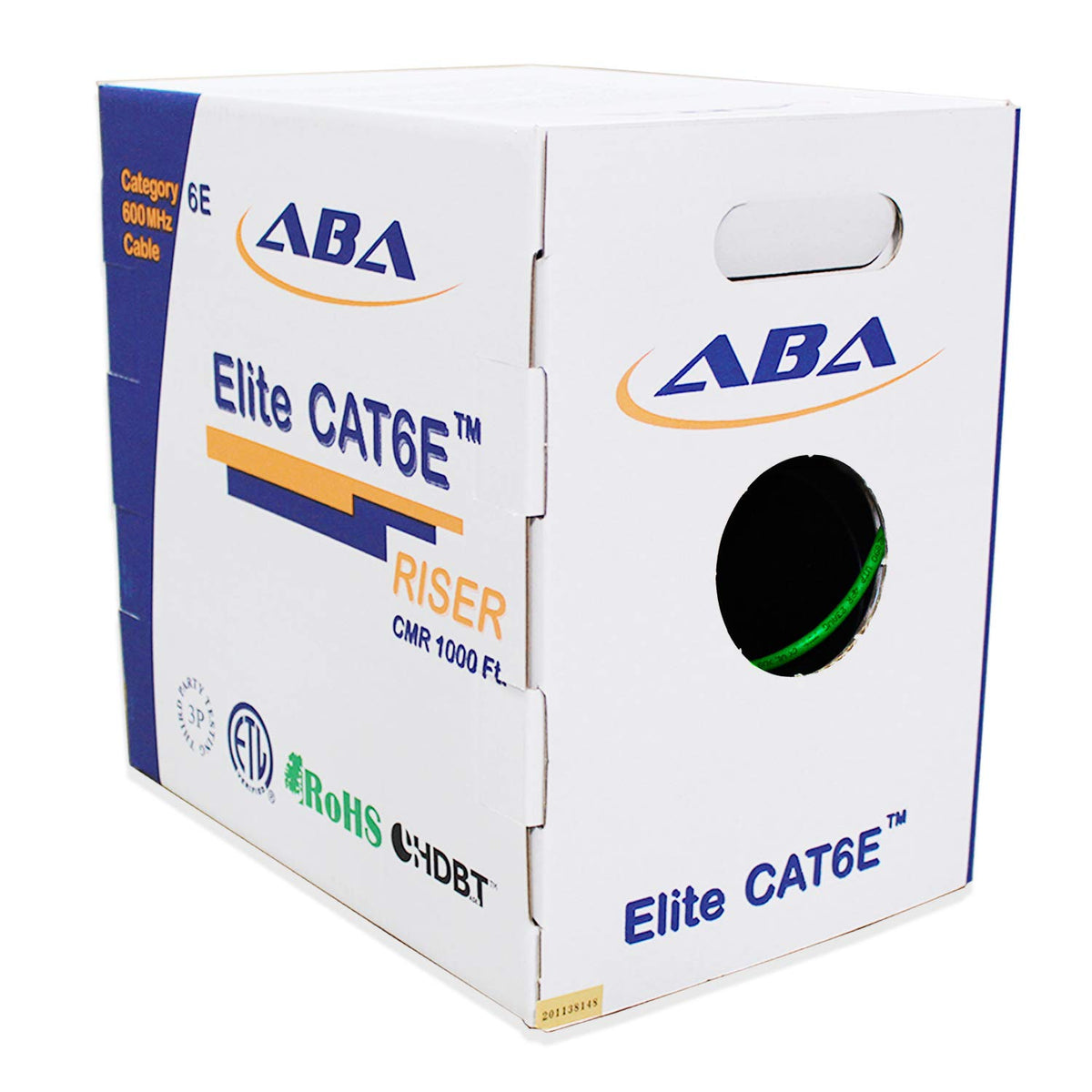 Cat6 CMR Riser Ethernet Cable 1000ft, 24AWG, Solid Bare Copper, 600MHz, Bulk LAN Cable X2195
