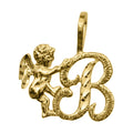 14K Yellow Gold Cherub Cursive Initial Letter 'B' Pendant E640