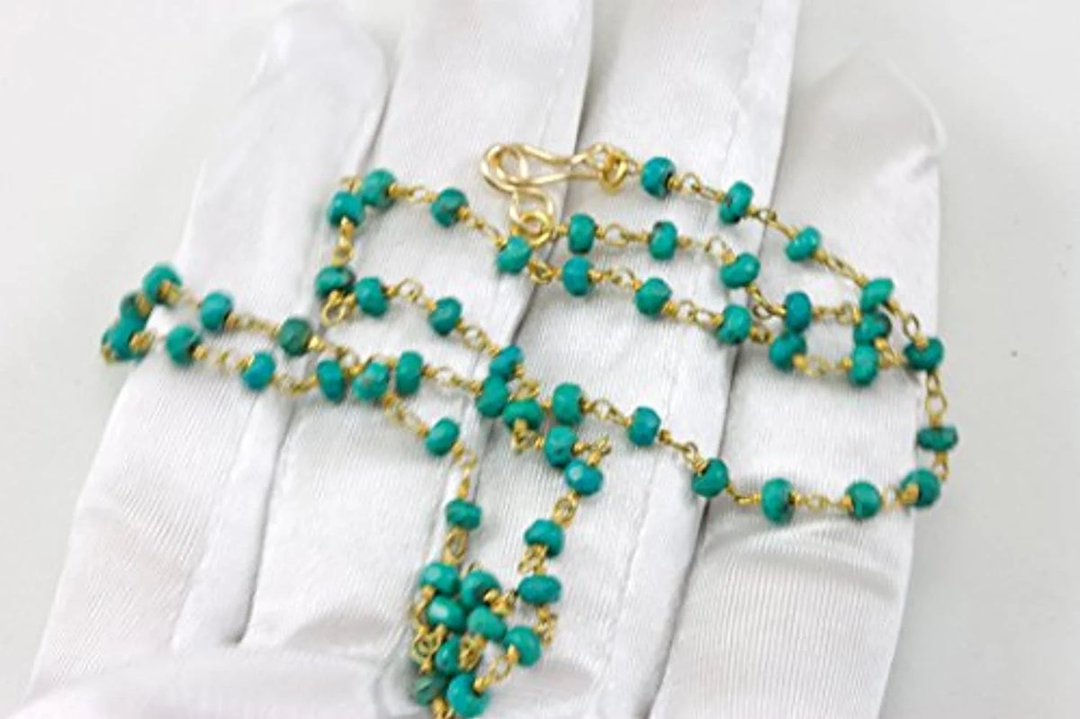 14k Gold Filled Turquoise Beaded Necklace, 18" E1921