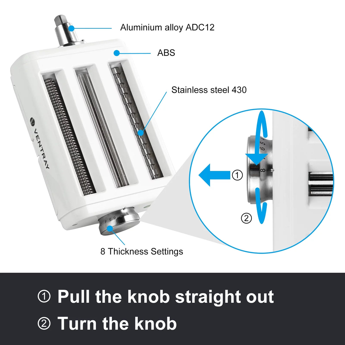 3 in 1 Pasta Maker Attachment for KitchenAid Stand Mixers with Cleaning Brush S32655