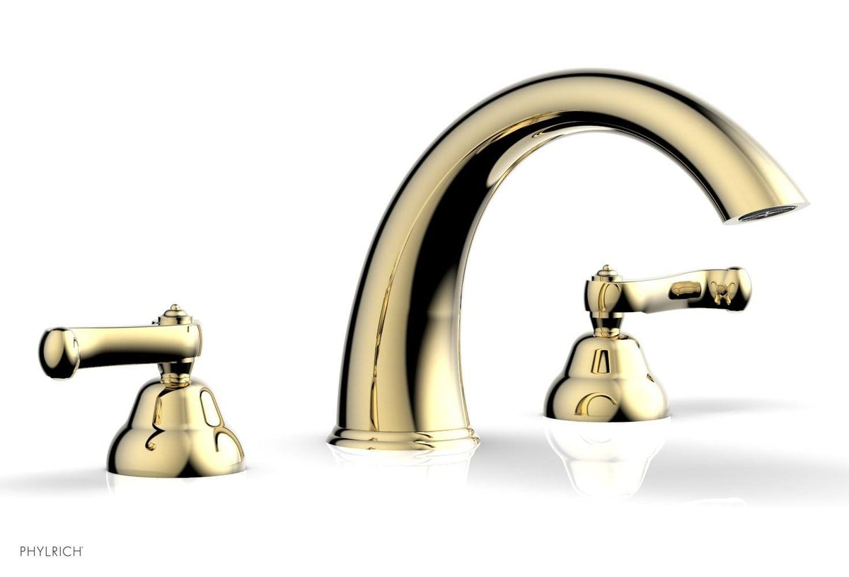 Polished Brass Deck Tub Set Curved Handles High Spout M7823