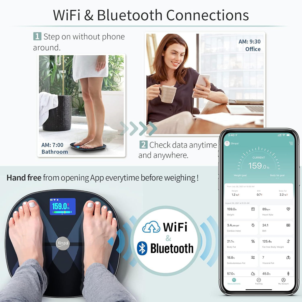Smart Body Fat Water Weight WiFi Bluetooth Rechargeable Digital Bathroom Scale U260
