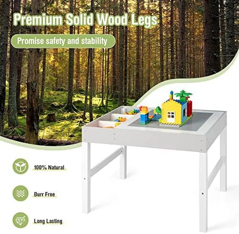 2 in 1 Toddler Wooden Activity Table with Paper Roll White Y602762
