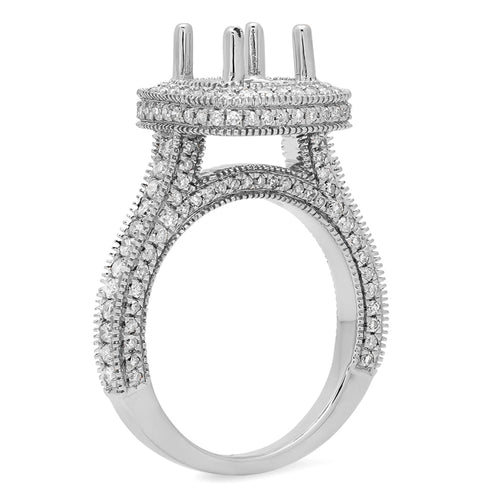 0.90 Carat 10K White Gold Round White Diamond Semi Mount Engagement Ring Q71092