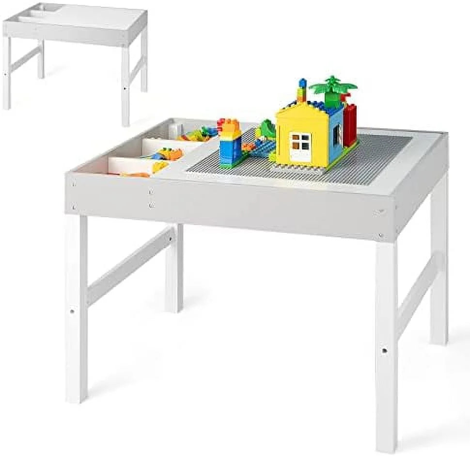 2 in 1 Toddler Wooden Activity Table with Paper Roll White Y602762
