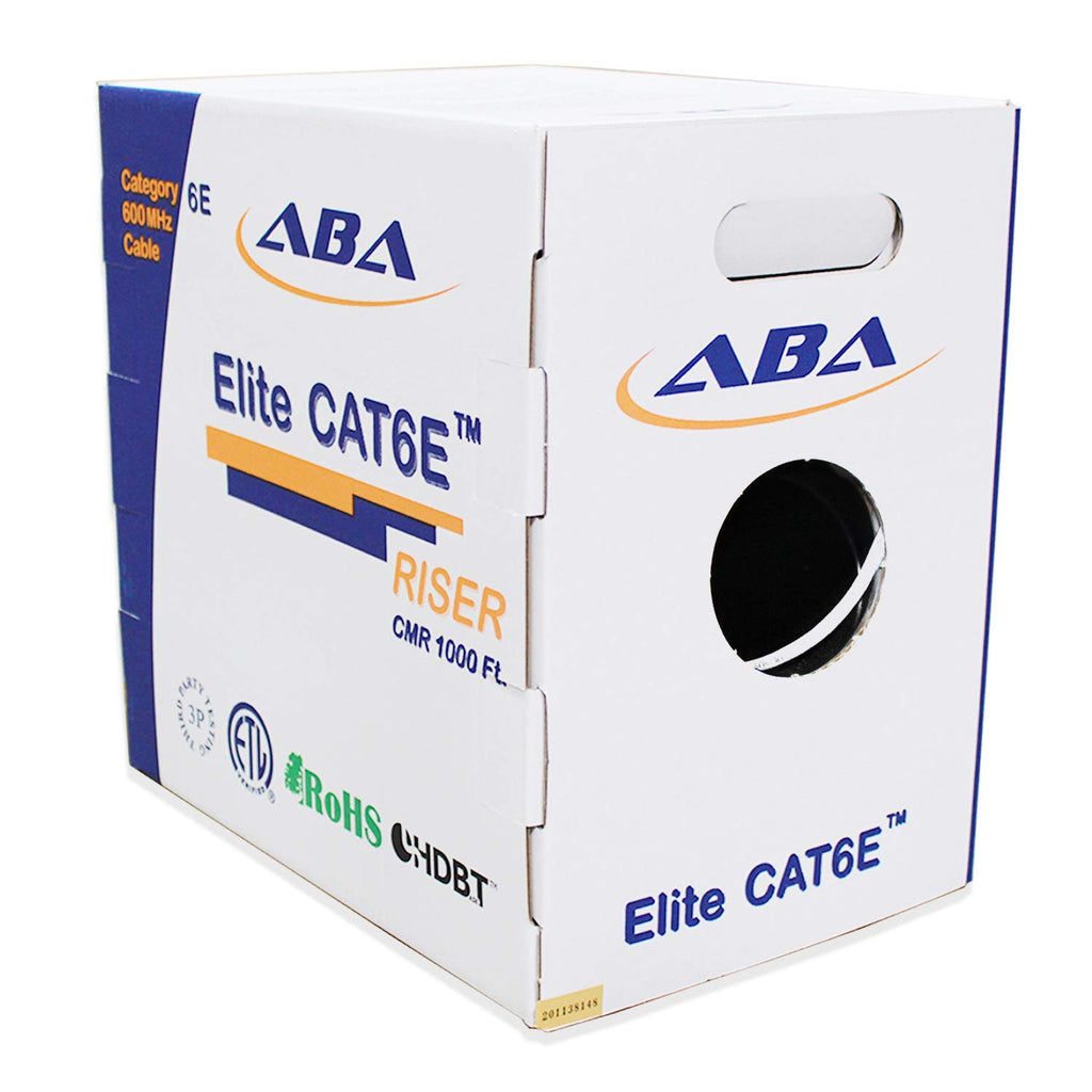 Cat6 CMR Riser Ethernet Cable 1000ft, 24AWG, Solid Bare Copper, 600MHz, Bulk LAN Cable X2195