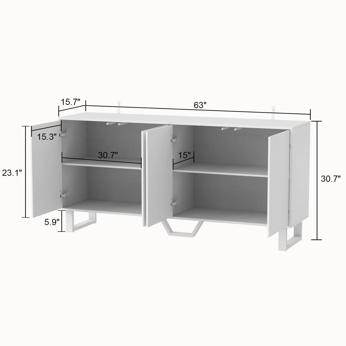 63 inch Sideboard with Pop-Up Doors S893