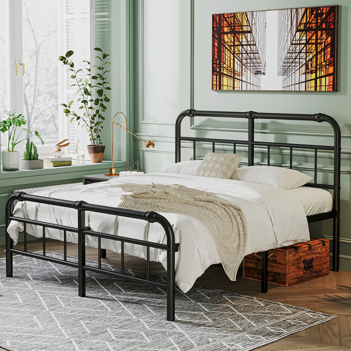 King Bed Frame with Headboard and Footboard L19781
