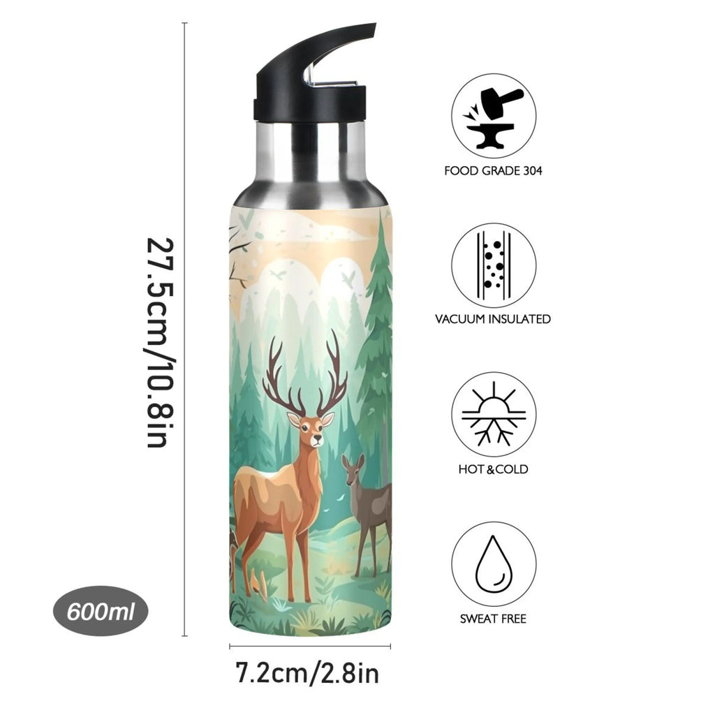 Insulated Thermos Kids Stainless Steel Bottle with Straw Lid Flask, 20 oz Y49907