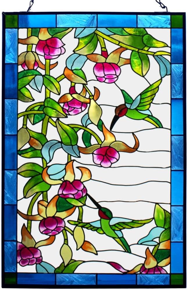 Round Hummingbird Stained Glass Window Suncatcher V377