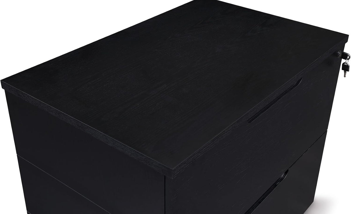 Black Oak 2 Drawer Lateral Filing Cabinet Y279