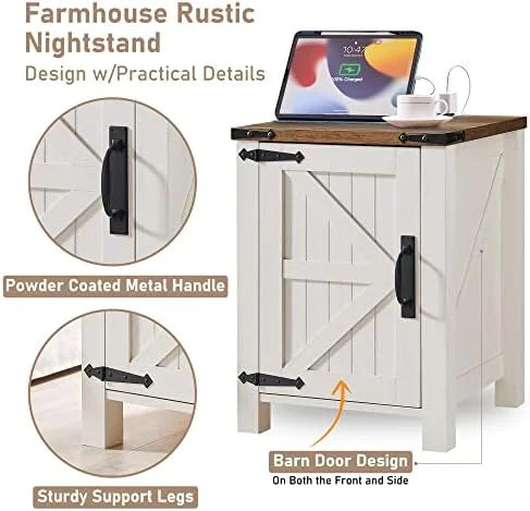 18 Inch Farmhouse End Table with Charging Station O772757