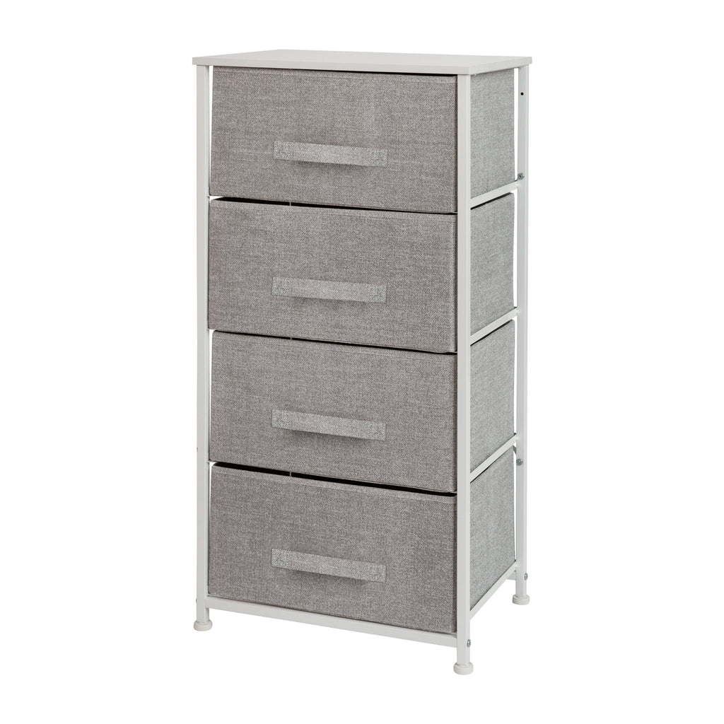 White Metal Frame 4 Gray Fabric Drawers Dresser U658