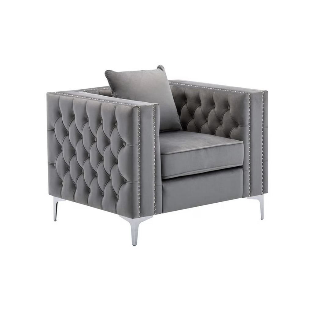 Gray Velvet Armchair C225366
