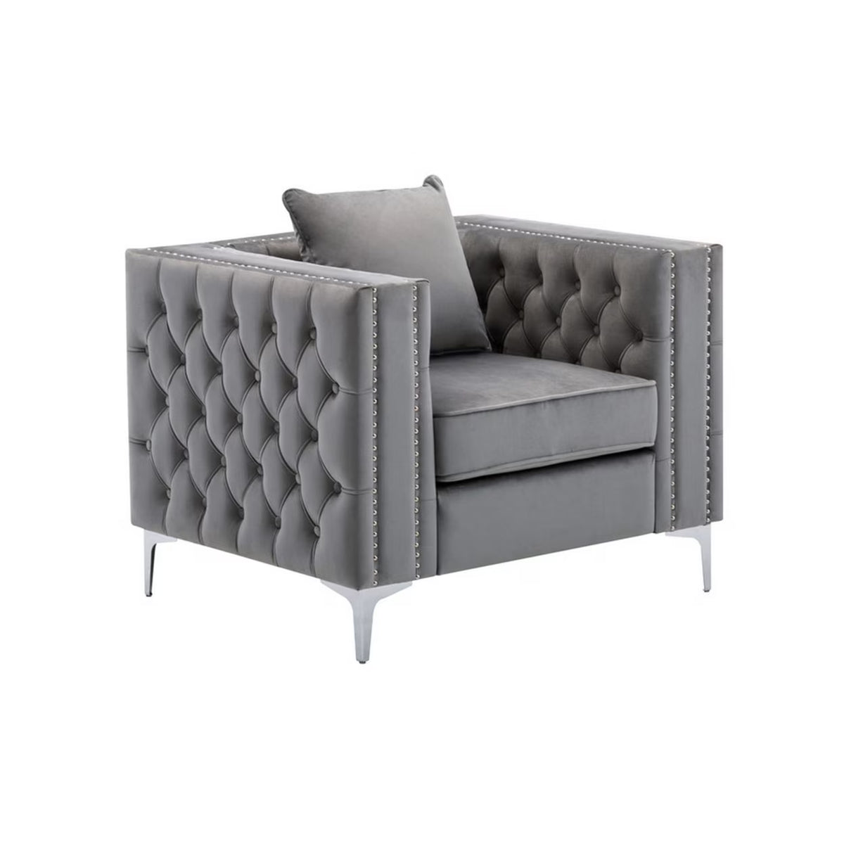 Gray Velvet Armchair C225366