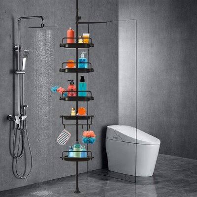 Black 5-Shelf Stainless Steel Corner Shower Caddy O82361