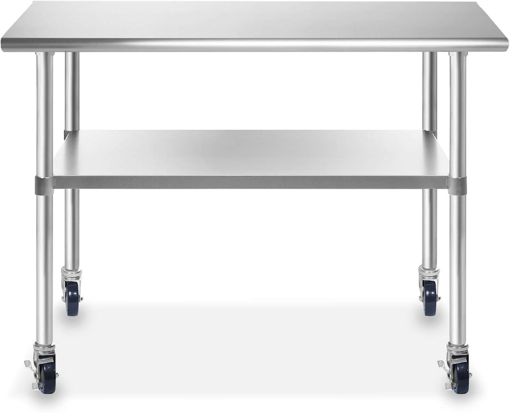 Stainless Steel Commercial Work Table with 4 Casters 48 in. x 24 in. L7100