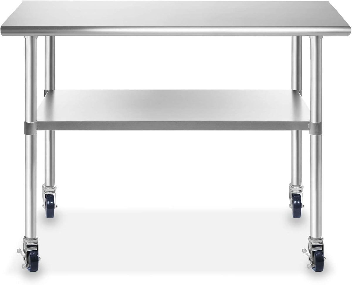 Stainless Steel Commercial Work Table with 4 Casters 48 in. x 24 in. L7100
