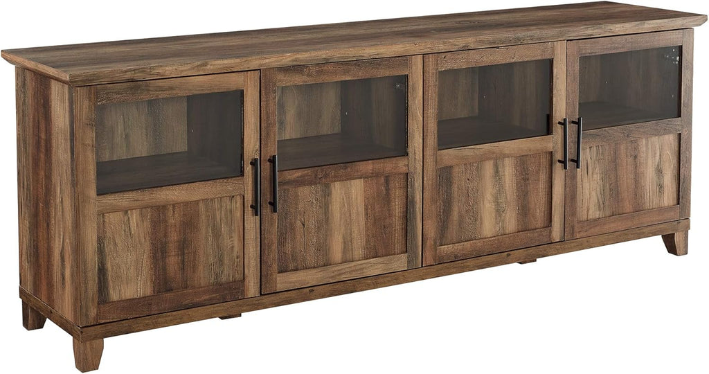 70 Inch Rustic Oak Glass and Wood TV Stand H386