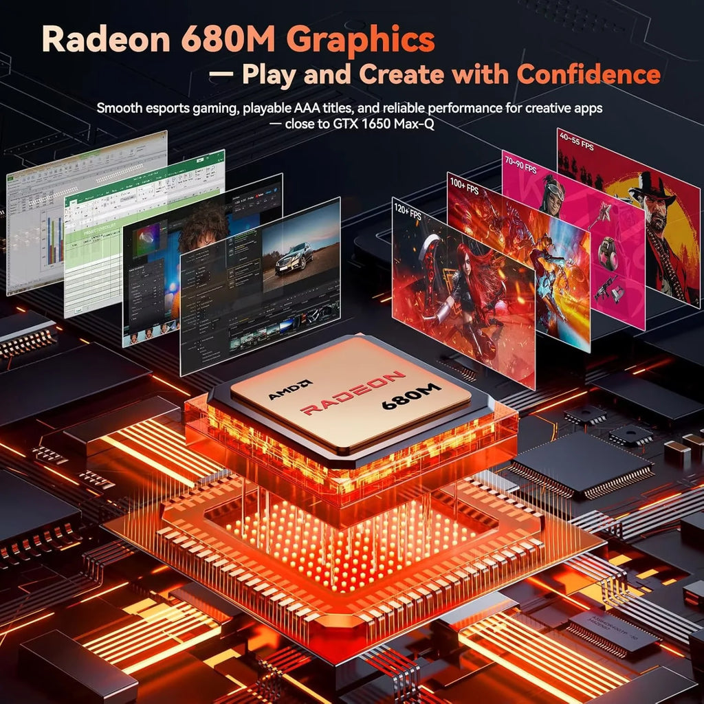 17.3" Gaming Laptop, AMD Ryzen 7 7735HS, 64GB DDR5 RAM, 1TB SSD, Radeon 680M, Backlit Keyboard L109