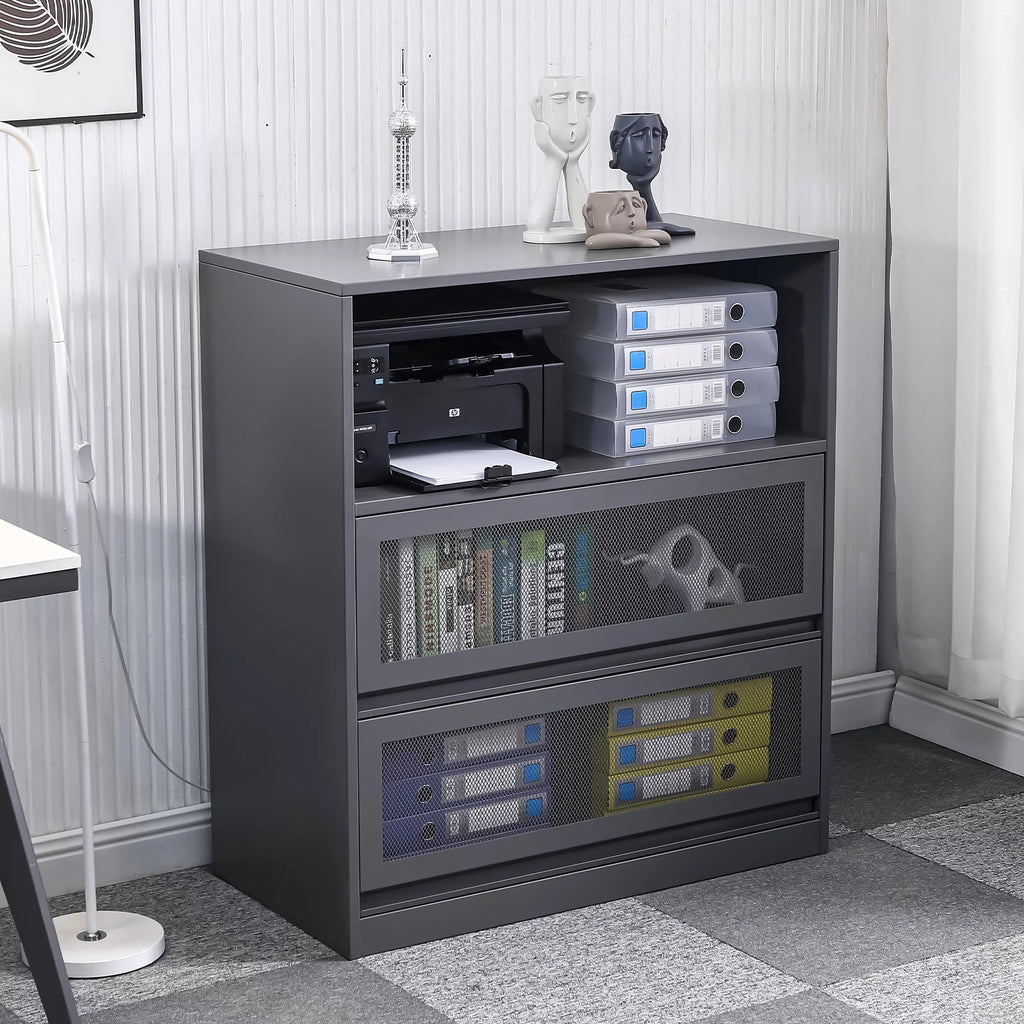 3-Tier Metal File Cabinet with Storage Shelf L74579