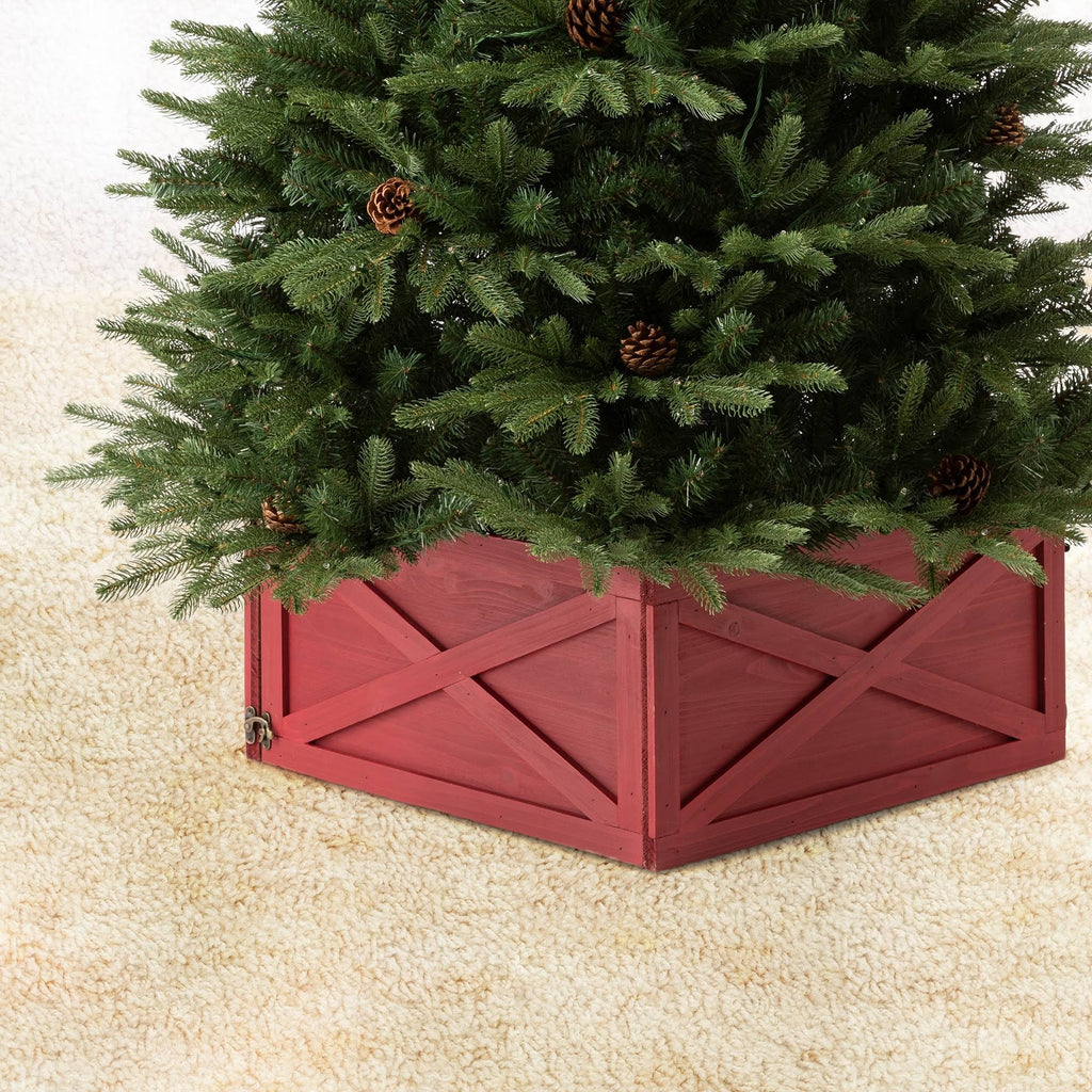 Brown Wooden Christmas Tree Collar Q944204