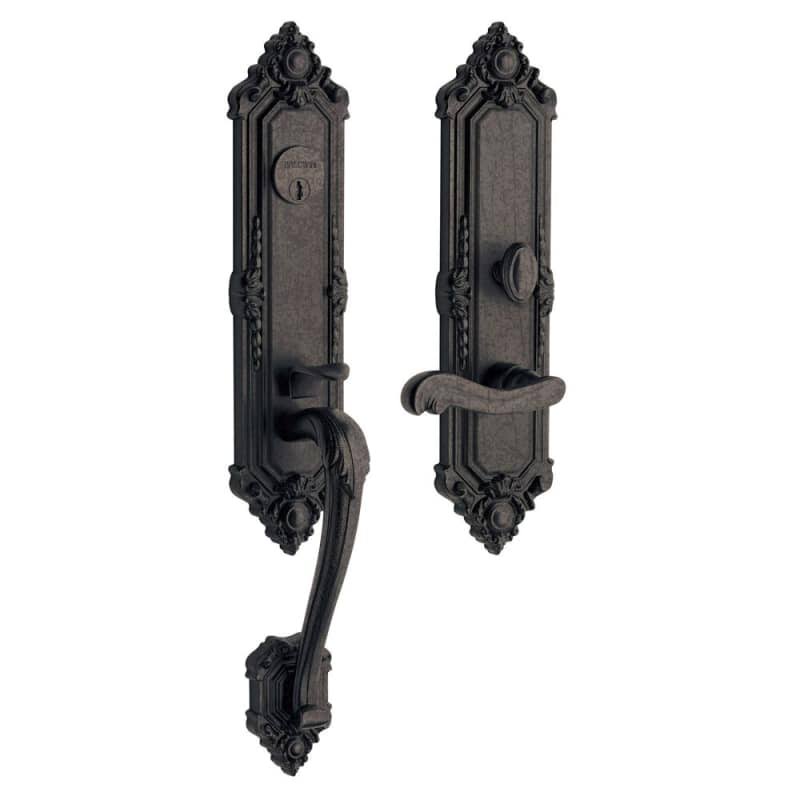 Distressed Oil Rubbed Bronze Left Handed Full Dummy Handleset V541