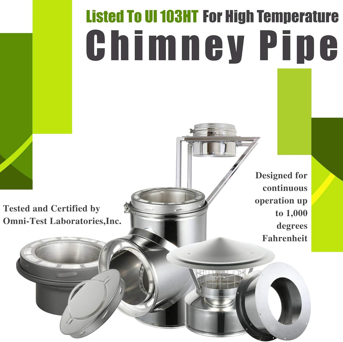6" 304 Stainless Steel Flat Top Rain Cap for Class-A Double Wall Insulated Chimney Pipe E34440