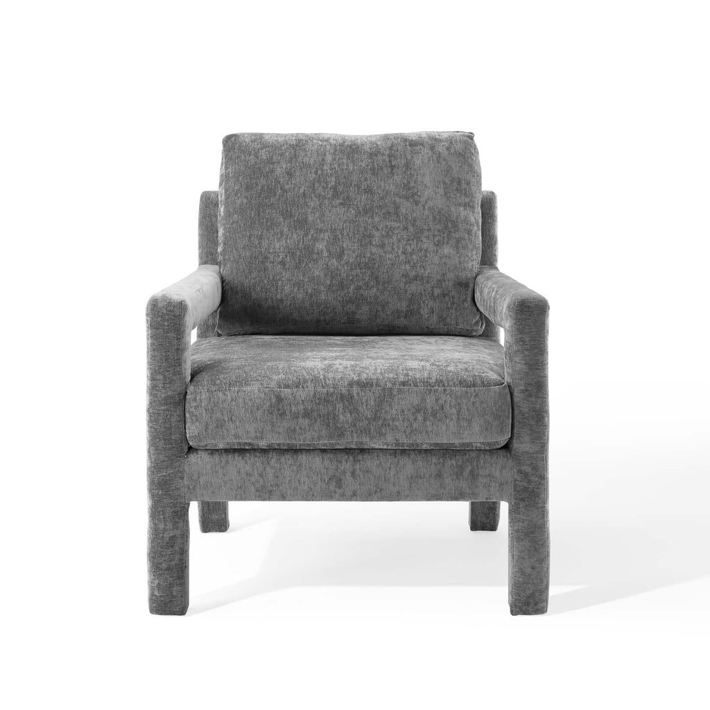 Gray Crushed Velvet Armchair B7198