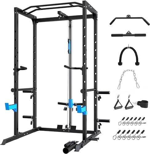 Power Cage with J-Hooks, Dip Handles, Landmine Attachment K740397