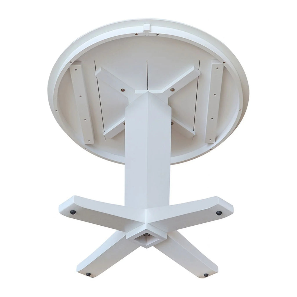36" Round Solid Wood Pedestal Dining Table in White T65590