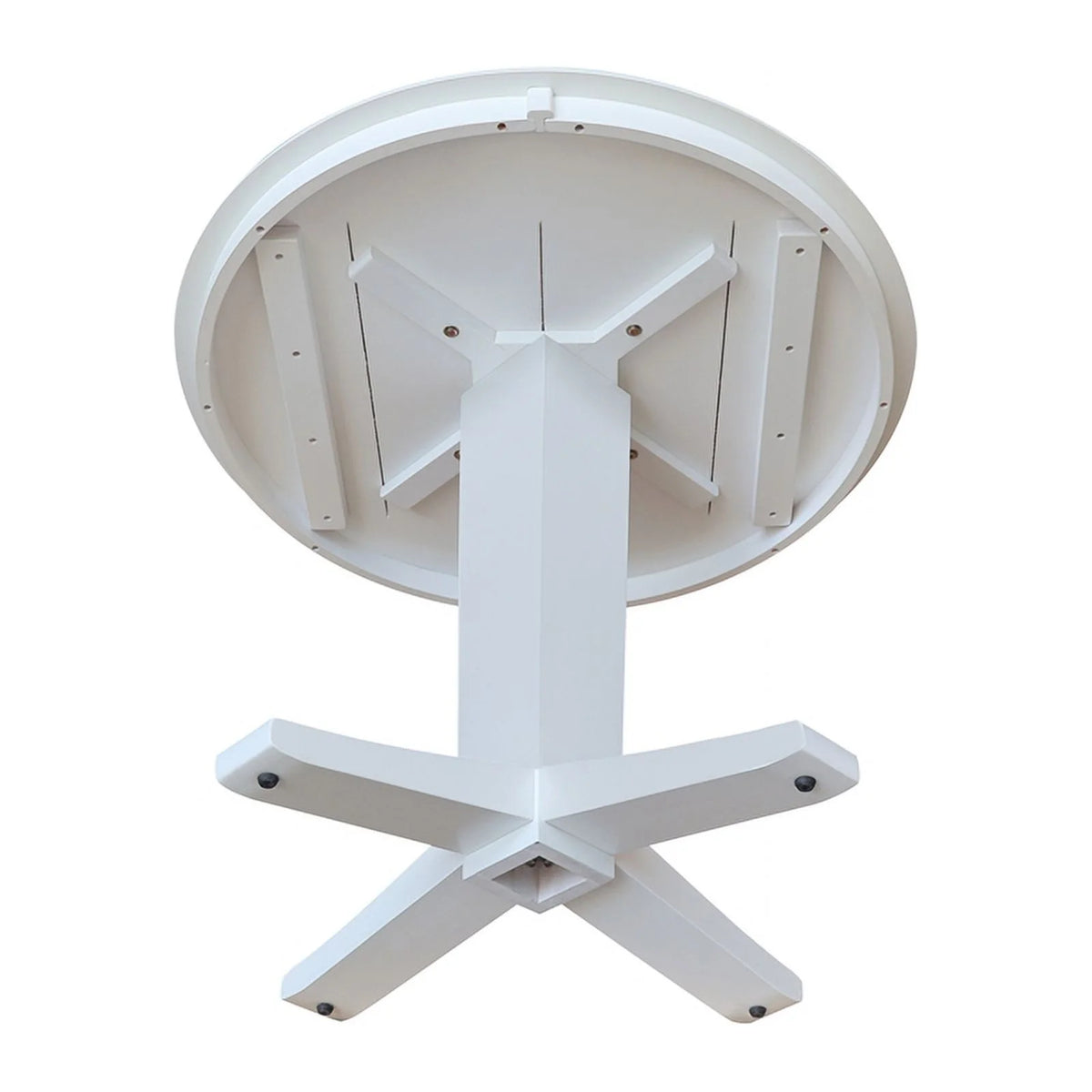 36" Round Solid Wood Pedestal Dining Table in White T65590