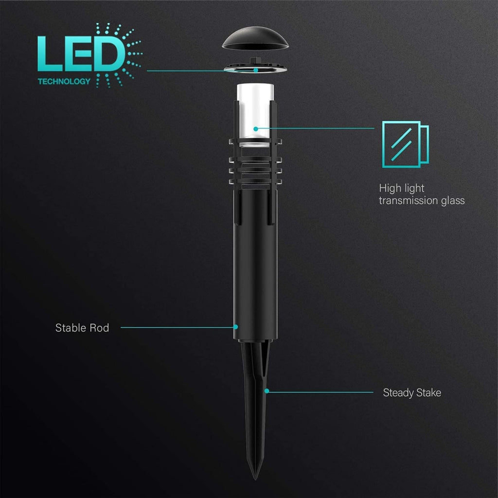 Black 8 Pack LED Bollard Pathway Light H626244