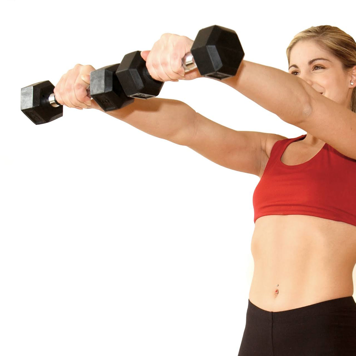 75 lbs Rubber Coated Hex Dumbbell K850