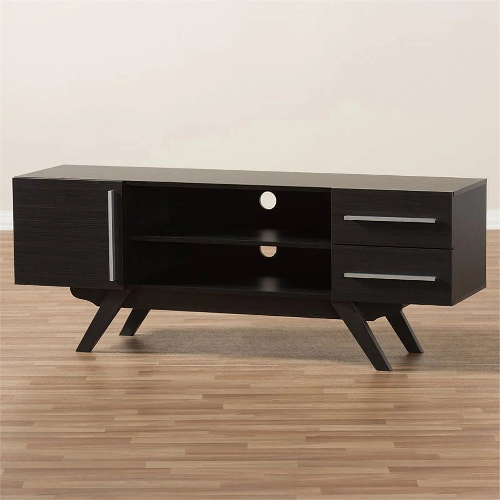 60" Mid-Century Modern TV Stand Console Entertainment Center in Dark Brown G2363