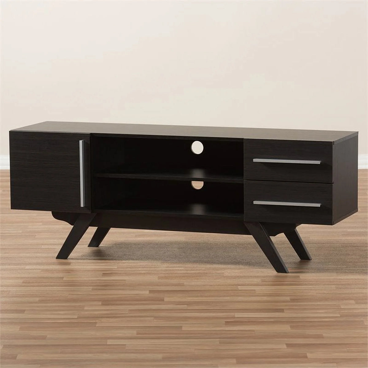 60" Mid-Century Modern TV Stand Console Entertainment Center in Dark Brown G2363
