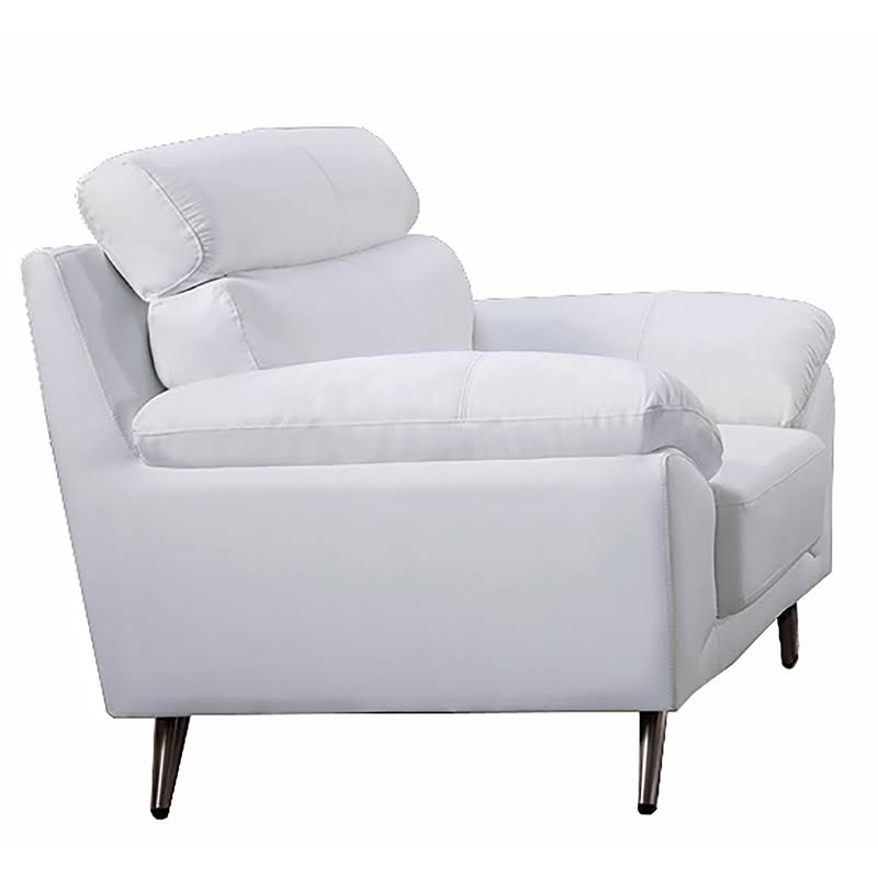 White Leather Accent Chair P61694