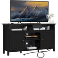 Black TV Stand with Power Outlet D42427
