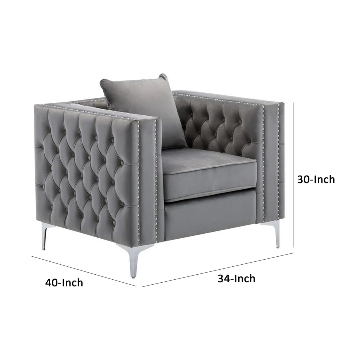 Gray Velvet Armchair C225366