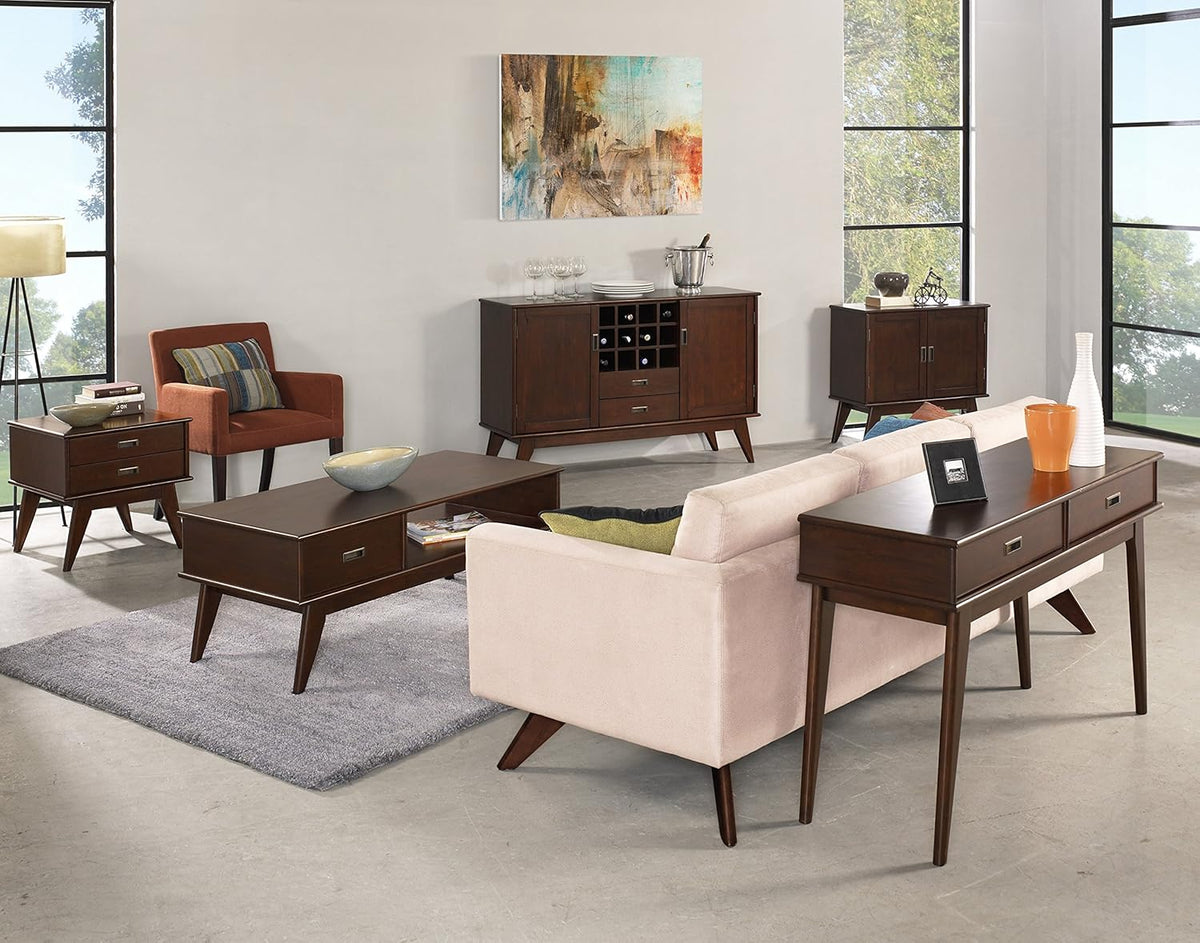 Medium Auburn Brown Solid Wood Low Storage Cabinet with 2 Doors and 2 Adjustable Shelves F68081