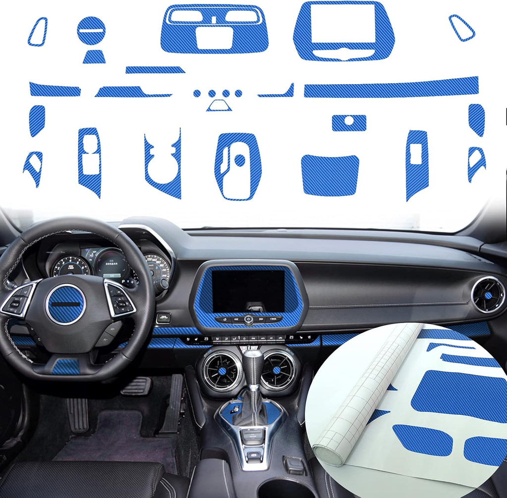 Blue Carbon Fiber Texture Vinyl Wrap Interior Sticker 28PCS S995781