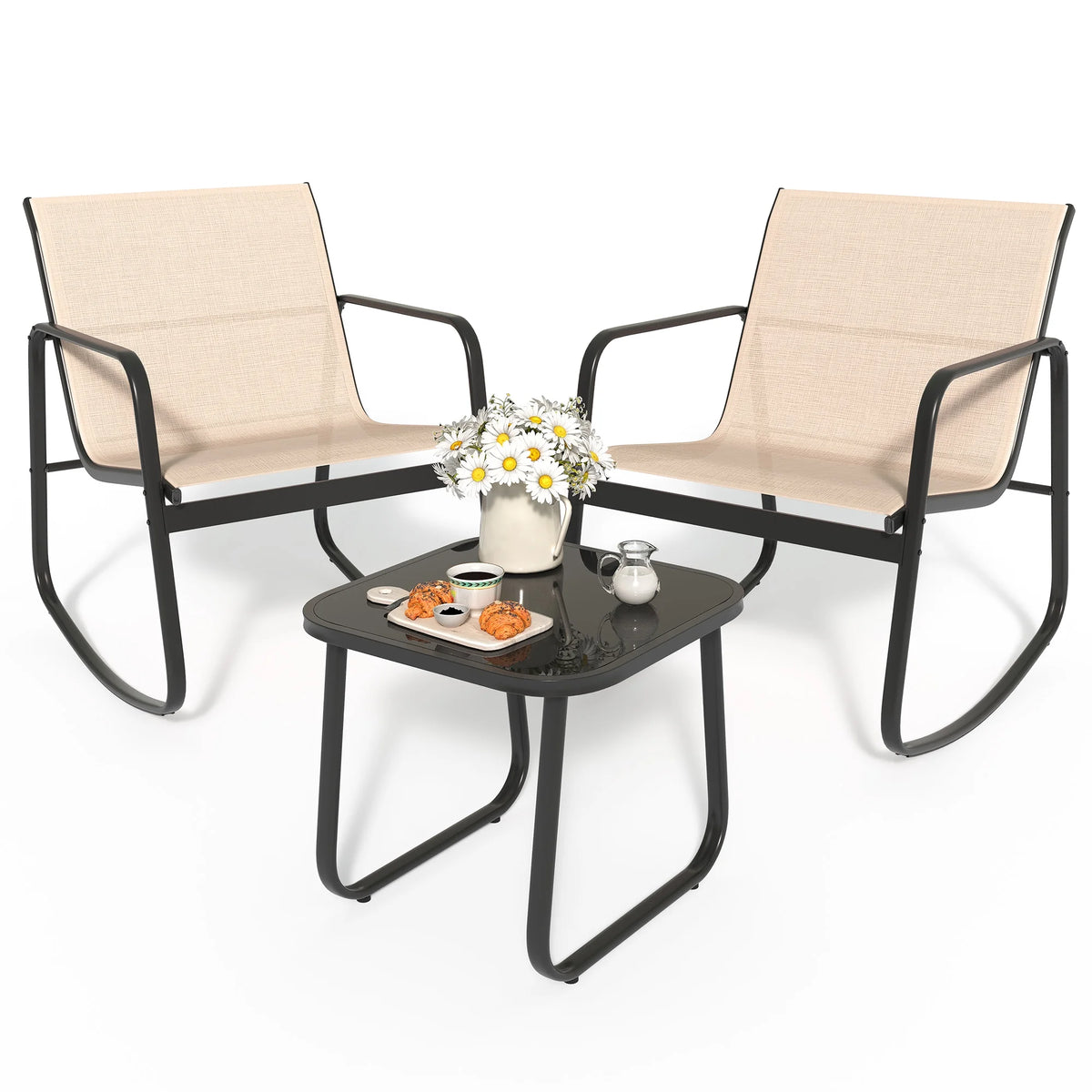 3-Piece Outdoor Patio Furniture Set Brown Z894196