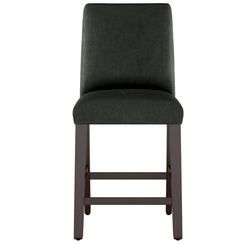 Pewter Gray Velvet Counter Height Barstool Q787