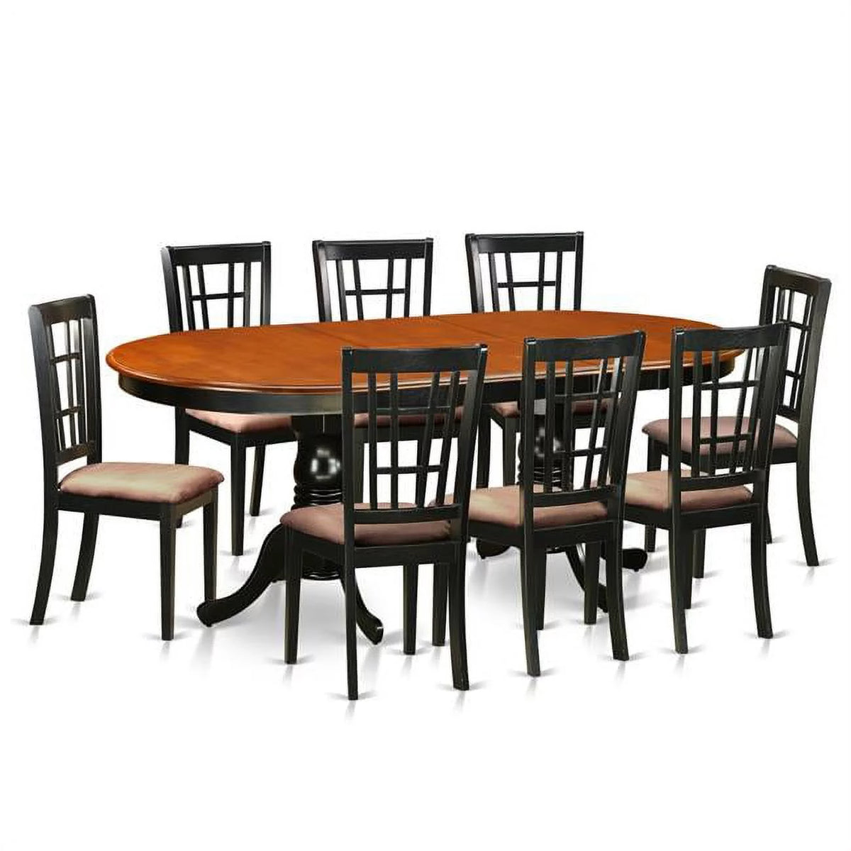 Black 9 Piece Microfiber Dining Room Set A761